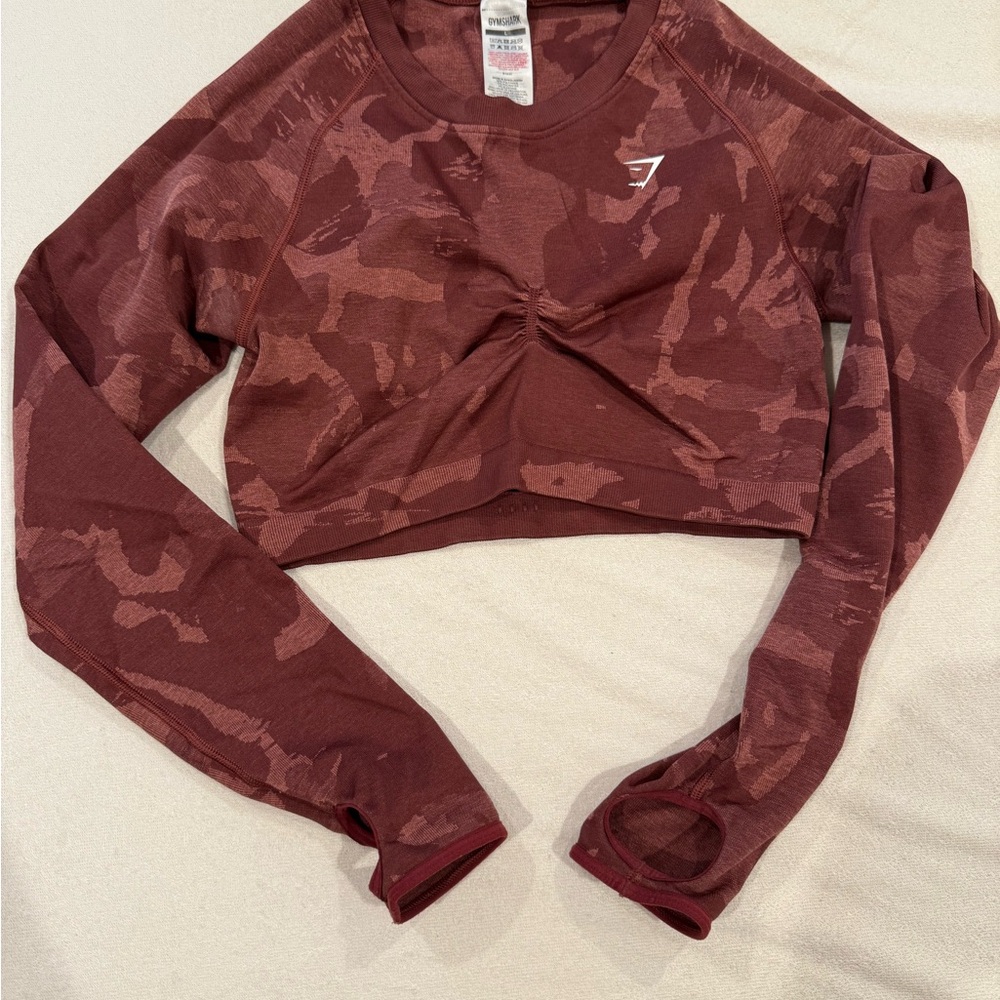 Gymshark Women's Camouflage Crop Top - Red